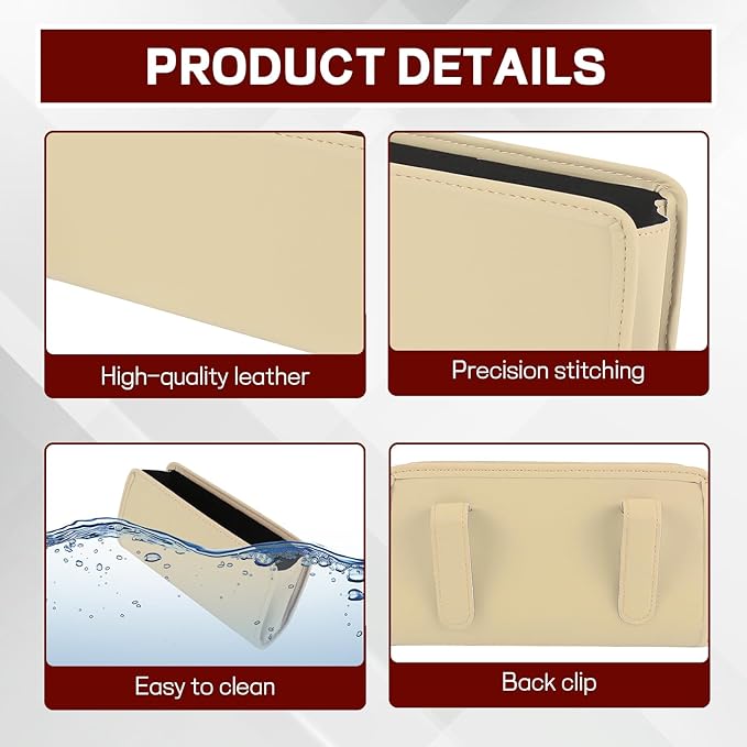 Hovom Car Trash Can, Leather Waterproof Automotive Garbage Can with Trash Bag, Hanging Mini Vehicle Trash Bin, Small Auto Door Organizer Storage Pouch, Universal Car Accessories (Beige)