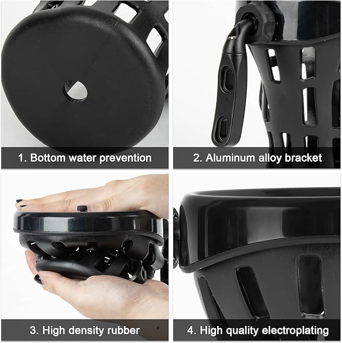 PSLER Motorcycle Drink Cup Holder Handlebar Mount Universal for Dyna Fat Bob Touring Road Glide Street Electra Glide Softail 1996-up Goldwing GL1800 2018-up (Black, 105mm)