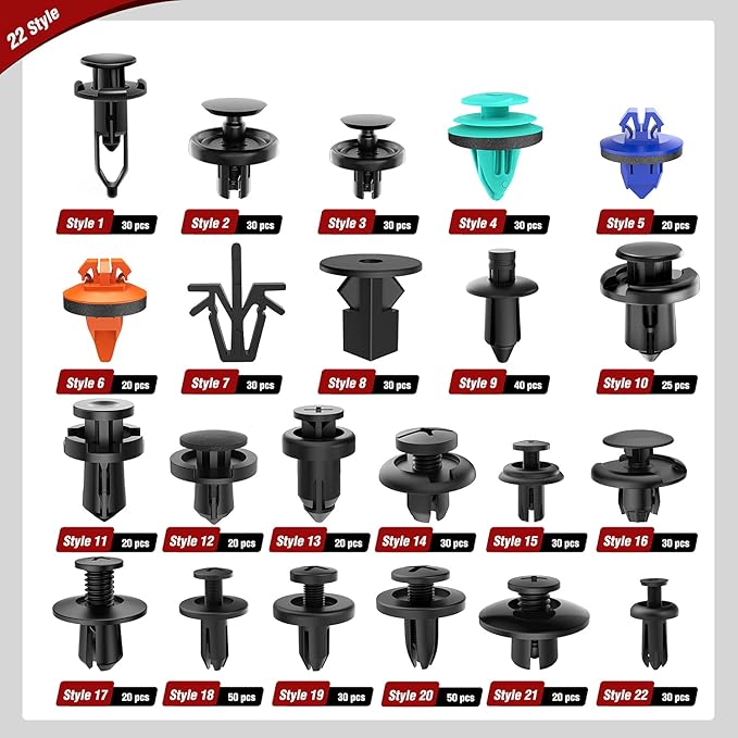 Nilight 680Pcs Car Push Retainer Clips Auto Fasteners Assortment Popular Sizes Nylon Bumper Fender Rivets Cable Ties for Toyota GM Ford Honda Chevy