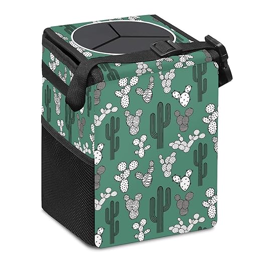 Cactus Car Trash Can with Lid - Collapsible Reusable Waterproof Garage Bag,Automotive Garbage Can,Car Accessories Interior Organizer