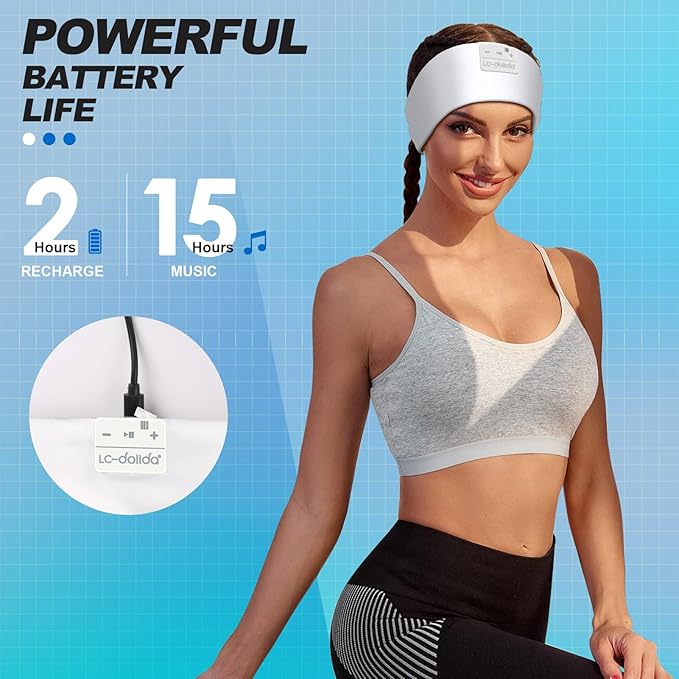 LC-dolida Sleep Headphones Bluetooth 5.4 | Headband Headphones Earphones Wireless | Sleep Mask for Sleeping, Sports, Gifts, Workout, Jogging, Yoga,Insomnia, Air Travel, Meditation