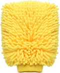 HARFINGTON Chenille Microfiber Car Wash Mitts 9" x 5.5" Scratch Free Wash Gloves Absorbent Double Sided Plush Cleaning Drying Mitts for Car Washing Home Clean Yellow