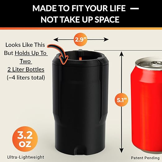 Trash Trapper The Cup Holder Trash Can for Car, Original Patent-Pending Trash Compaction Holds up to 10x More Trash to Save You Time, Portable Trash Can for Car, Stroller, Backpacks, Black/Grey