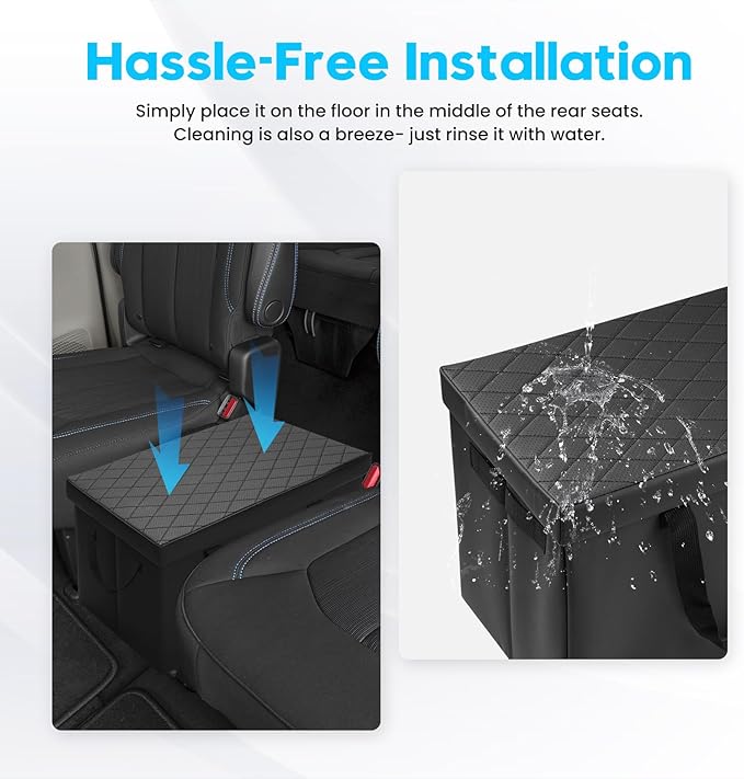 Autorder Car Seat Organizer for 2017-2025 2026 Chrysler Pacifica Accessories Portable Backseat Organizer with Lid Handles Multipurpose Car Floor Storage for Kids Toys Baby Products Daily Necessities