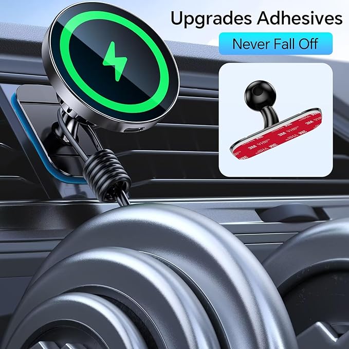 Kaistyle for MagSafe Car Mount Charger【Stronger Magnets】iPhone Magnetic Wireless Car Charger【Dashboard+Vent】 for Magsafe Charger Cell Phone Car Mount for iPhone 17 Pro Max 16 15 14 13 12 MagSafe Cases