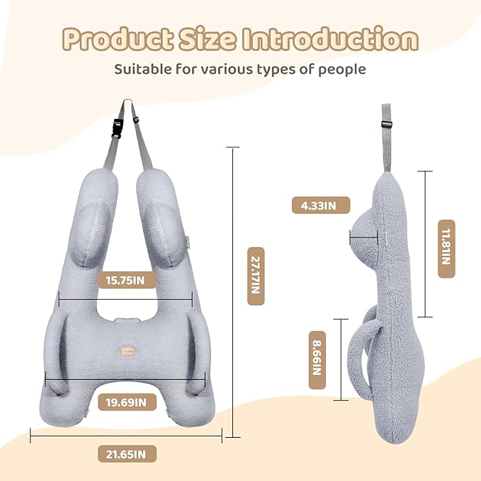 FLORICH Car Sleeping Travel Pillow for Kids, Kids Travel Pillow Removable H-Shaped Pillow for Adults and Children to Support Head and Body Road Trips with Neck Pillow and Blanket (Grey)