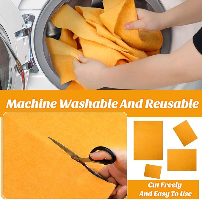 10 Pack Shammy Cloths Absorbent Cleaning Towels for Car Drying German Shammy Cloths Bulk Machine Washable Reusable Multi Purpose Orange Chamois Towels Anti Scratch for Home Cars Pet Wash