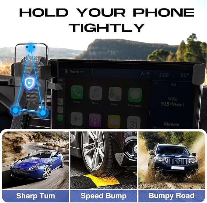 Car Phone Holder for 2022-2025 Ford E-Transit/23-25 Transit Accessories,Adjustable GPS E-Transit Phone Mount ONLY for 12-inch Screen,Hands-Free Ultra Stable Air Vent Phone Stand Anti-Shake