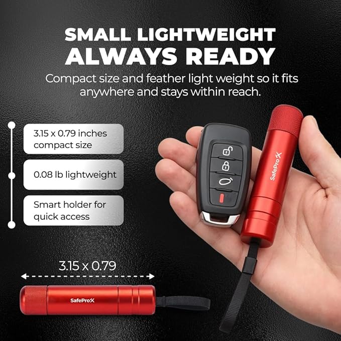 SafeProX 2 in 1 Emergency Escape Tool, Life Saving Car Window Breaker & Seatbelt Cutter - Car Window Hammer for Quick Accident Aid & Safety on The Go with Seat Belt Cutter. (Pack of 2)