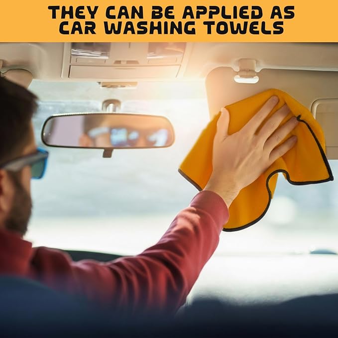 Tallew 100 Pcs Microfiber Towels:16"x16" Microfiber Drying Towels Bulk Micro Fiber Car Cleaning Cloth for Cars Drying Washing Polishing Office Windows Cleaning Household Supplies (Yellow)