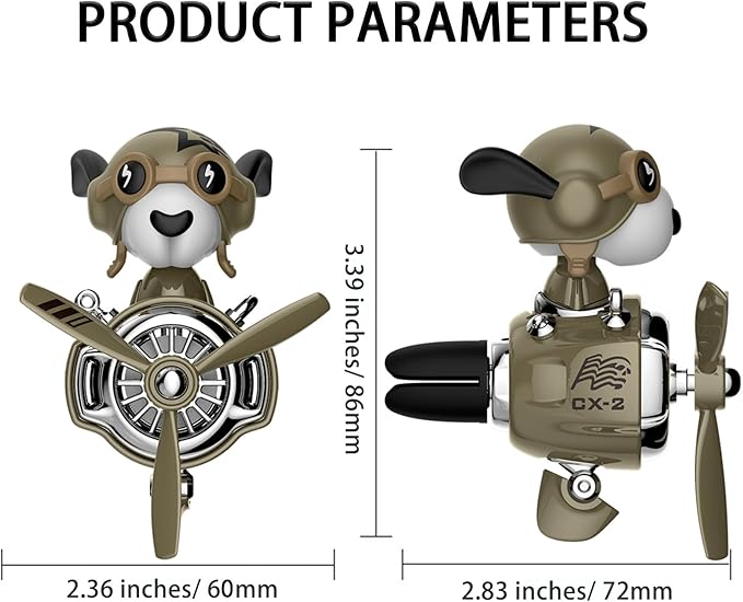 Pilot Car Air Freshener, Cute Dog Car Vent Clip Air Freshener Automotive Air Outlet Fan Diffuser, Automotive Interiors Vent Decoration (Shake Head Style - Dog)