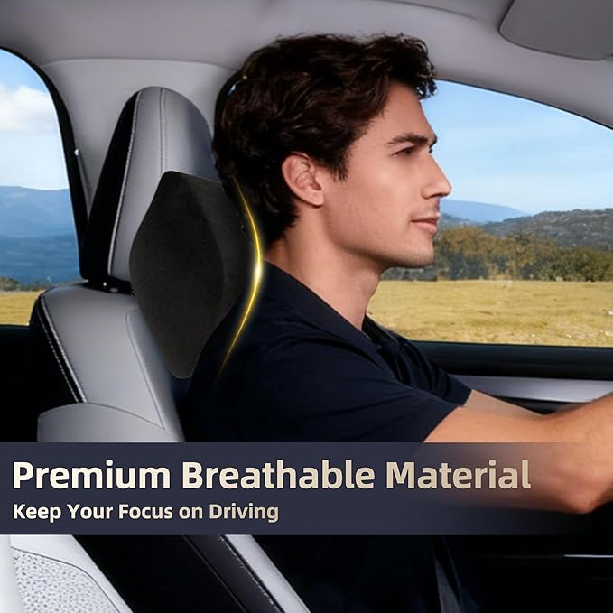 Car Neck & Lumbar Pillow Set for Tesla Model Y, Soft Memory Foam Headrest & Back Cushion, Ergonomic Comfortable Seat Support, Sleeping, Driving, Travel, Office, Gaming, Relaxing Accessories