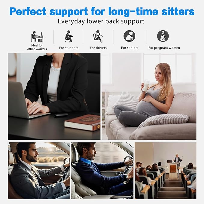 Lumbar & Neck Pillow Set, Car Headrest & Lumbar Support Cushion - Memory foam for pain relief, Ideal for Long Sitting, Travel, Driving, Office, Gaming Chair-Easy to Attach, detachable washable