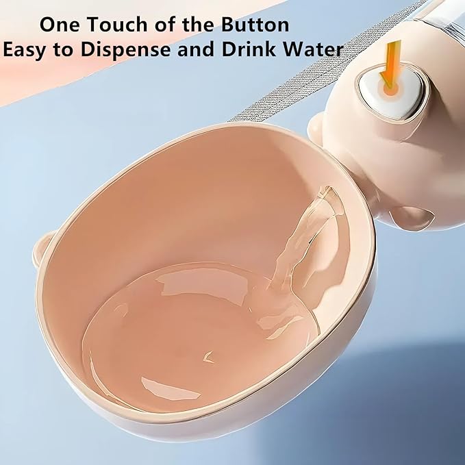 2 in 1 Dog Water Bottle with Food Container, Portable Dogs Water Dispenser, Outdoor Drink Bottles for Puppy, Cat, Pet, Essential Items for Travel, Walking, Hiking, Pet Accessories (Blush Beige)