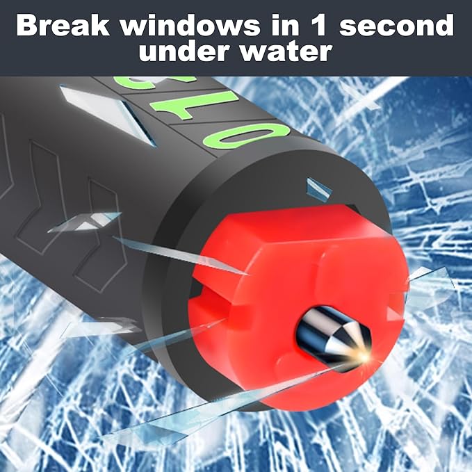 Upgraded 2026 Safe Hammer Glass Breaker Flashlight Car Parking Card, Car Hammer Seatbelt Cutter Window Breaker Emergency Escape Tool Glass Breaker Emergency Seat Belt Cutter (2 Pack (Black & White))