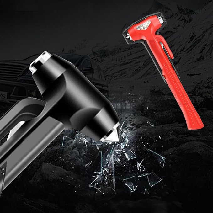 Car Window Breaker, Glass Breaker and Seatbelt Cutter, Emergency Car Glass Safety Hammer, Window Punch Seatbelt Cutter for Family Rescue & Auto Escape Tools(Black)