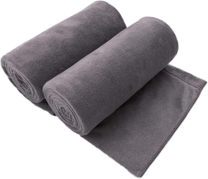 JML Extra Large Bath Towels, Microfiber Bath Sheet Towels for Body, 2 Pack 35" x 70", Oversized, Soft, Super Absorbent, Fast Drying, Perfect forSauna, Shower, Sport, Fitness, Yoga, Grey