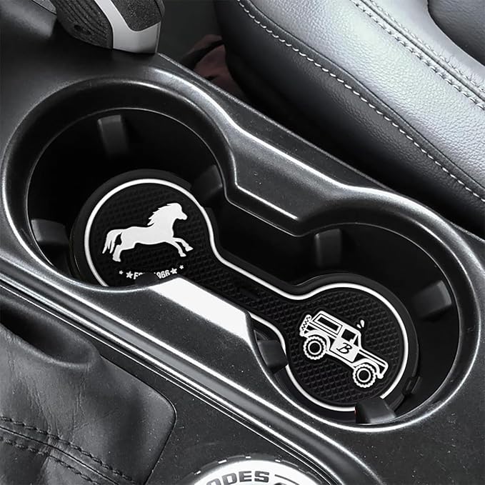 Car Cup Holder Coaster Compatible with Ford Bronco Offroad 2021-2025, Silicone Car Decorative Water Coaser, Bronco Car Accessories (White)