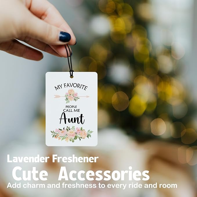 Aunt Gifts Car Air Freshener Hanging 3 Pack, My Favorite People Call Me Auntie Car Accessories Gifts for Christmas Women, Rustic Floral Scent Card Lavender for Closet Drawer Bathroom Decor