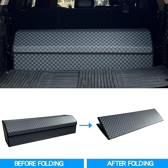 Car Trunk Organizer for CLA 250 2017-2019 - Custom Fit,Large Space Outdoor Trunk Organizer,Black and Gray Check,Adjustable Partition Design,for CLA 250 2017-2019