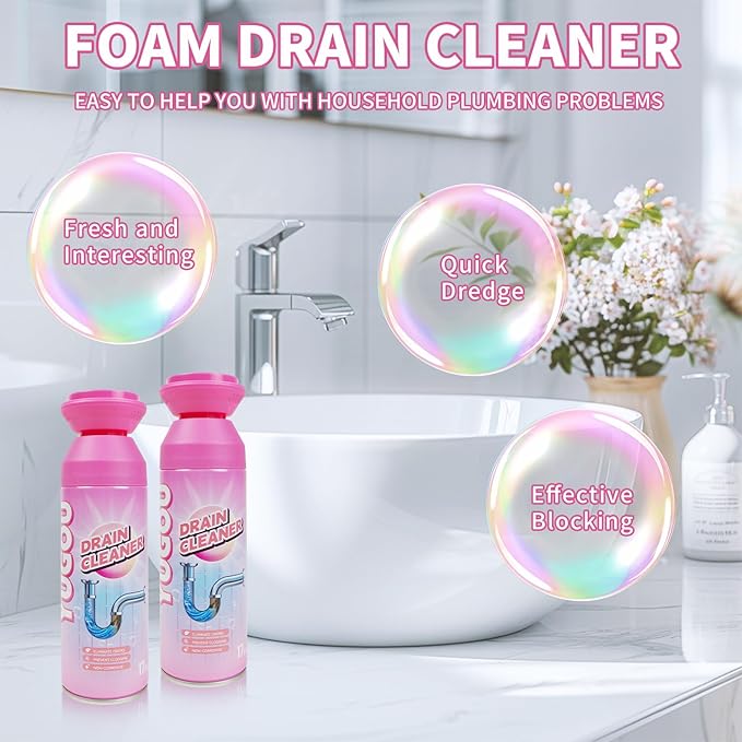 Foaming Drain Cleaner, Sink Cleaner and Deodorizer, Drain Clog Remover for Kitchen Sinks, Shower Drains, Tubs (1pcs)