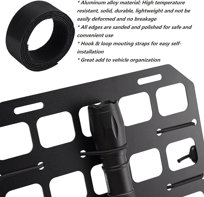 TACNEX Vehicle Rigid MOLLE Panel Car Seat Headrest Organizer EDC Pouch Tool Holster Bag Holder Auto Interior Accessories Tactical Gear Rack Truck Equipment Mount Plate Modular Storage Shelf