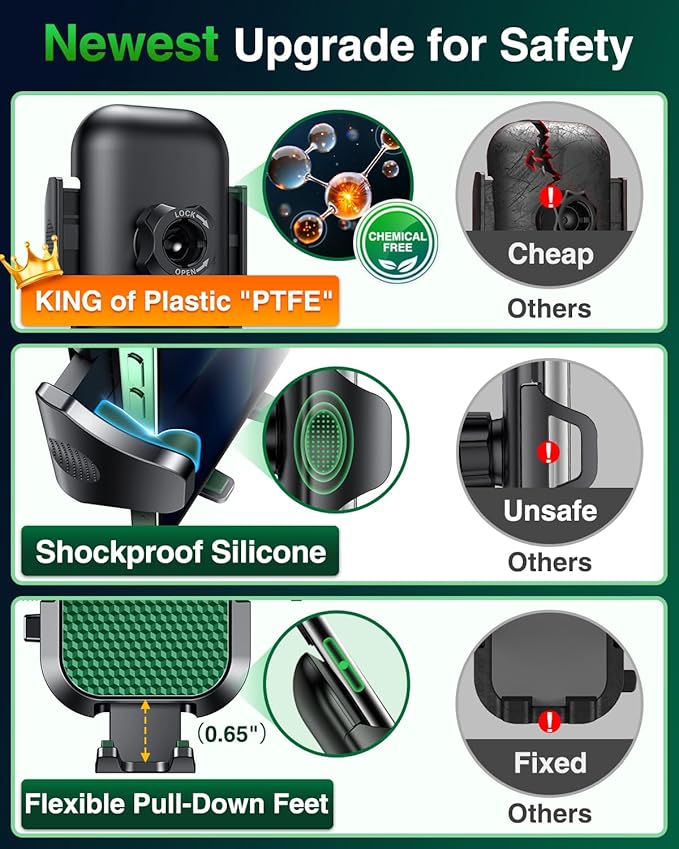 VANMASS 2026 【True Military-Grade】 Phone Holders for Your Car 【65 LBS Strongest Suction & Clip】 Ultimate Cell Phone Mount Dashboard Window Vent for iPhone 16 Pro Max 15 14 13 Samsung Android