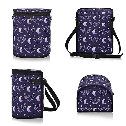 MNSRUU Car Trash Can with Lid, Bats Moon Car Trash Bag Hanging Organizers and Storage for Front Back Seat, Leak-Proof Trash Bin