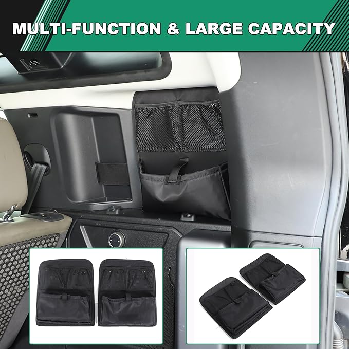 Car Trunk Side Organizer Bag Compatible with Land Rover Defender 90 110 130 2020-2024 Oxford Cloth Multifunctional Trunk Storage Bag Black Mesh Trunk Organizer Bag 2PCS/Set