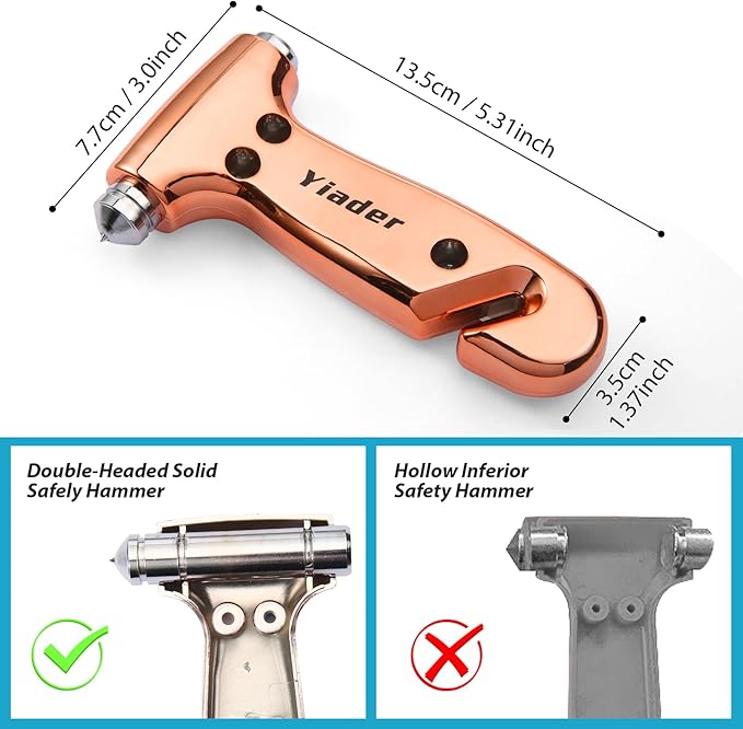 Window Breaker Seatbelt Cutter, 3-in-1 Emergency Escape Tool with Car Safety Hammer, Safety Emergency Car Escape Tool for Car, Electroplated Gold
