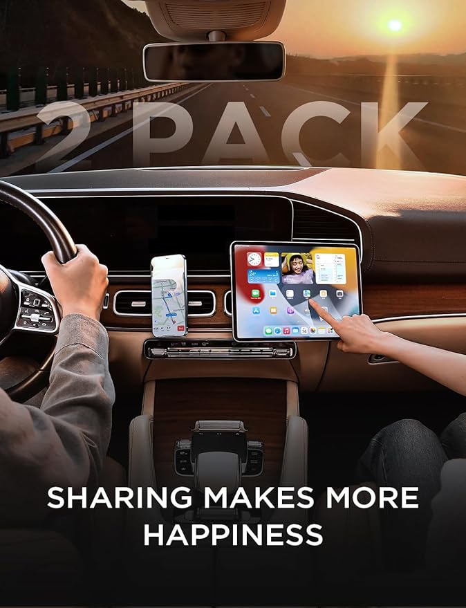 LISEN 2 Pack Magnetic Phone Holder for Your Car Mount 6 Military Magnets Car Phone Holder Mount Vent Cell Phone Holdeer Mount Vent Cell Phone Holder (Red)