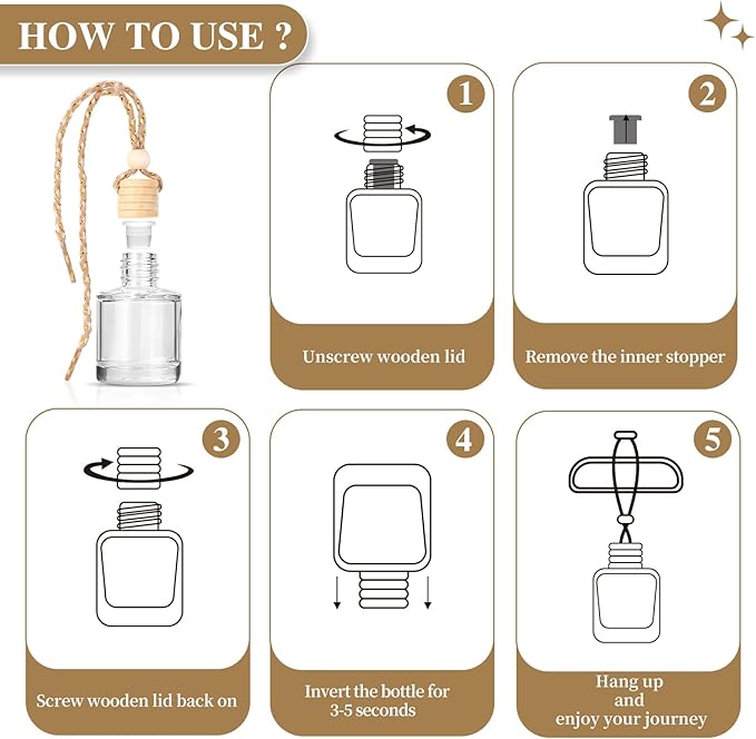 Car Air Freshener 6 Pack, Vanilla Cream,Mahogany & Lavender 3 Natural Scent, Long Lasting Essential Oil Fragrance Diffuser, Hanging Air Freshener Cute Car Accessories Interior for women