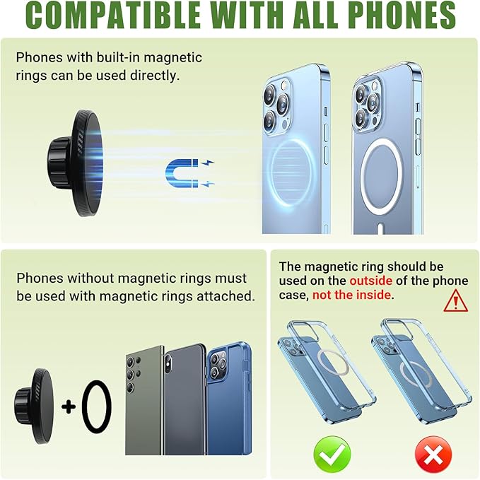 Magnetic Phone Mount Holder for 2011-2017 Jeep Wrangler JK JKU Magnet Dash Cell Phone Cradles Adjustable Phone Stand Accessories for Wrangler JK(Not for JL JLU JT)