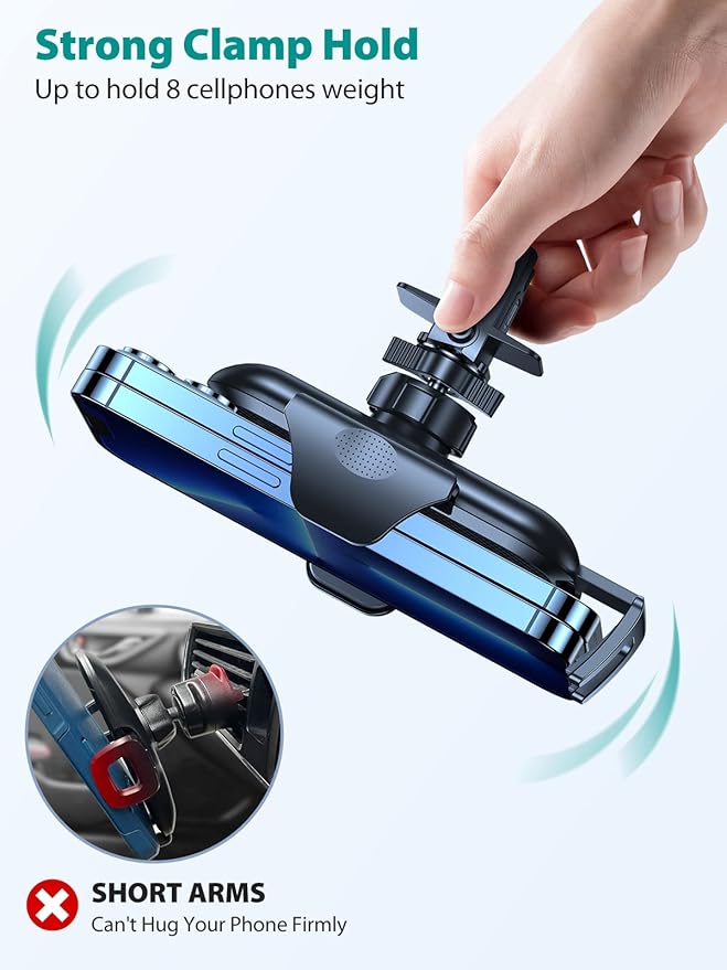 VICSEED 2026 Upgrade Ultra Stable Car Phone Holder Mount [Never Fall Off & Won't Break] Universal Air Vent Phone Mount for Car Easy Clamp Phone Holders for Your Car for iPhone 17 Pro Max 16 15 14 13