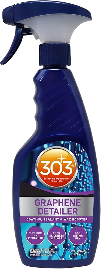 303 Products Graphene Detailer Spray, Enhances Gloss & Protection on Existing Coating, Sealants & Waxes, UV Protectant, Drying Aid, Add Ceramic Graphene Protection, Waterless Car Detailing Spray, 16oz