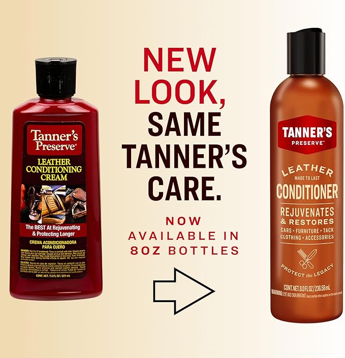 Tanner's Preserve Leather Conditioner, Rejuvinates & Restores Finished Leather, Use for Cars & Interiors, Couches & Furniture, Saddles & More, 8 Fl Oz