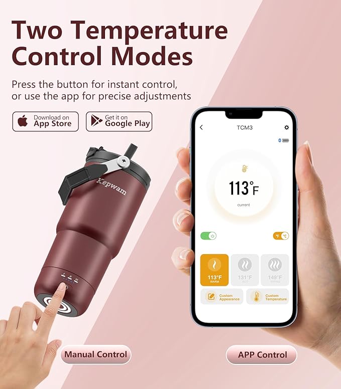 Self-Heating Travel Mug 20oz, Temperature-Controlled Coffee Warmer Mug, Smart Travel Mugs Keep Coffee Drinks Hot, Heated Cup Great for Driver Outdoor Fits Car Cup Holders