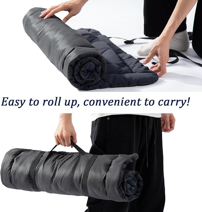 Rollup Camping Outdoor Dog Bed,Portable Dog Travel Mat with Carry Handles for Medium Large Dogs Waterproof Washable Pet Pad,42 * 28”Dark Blue