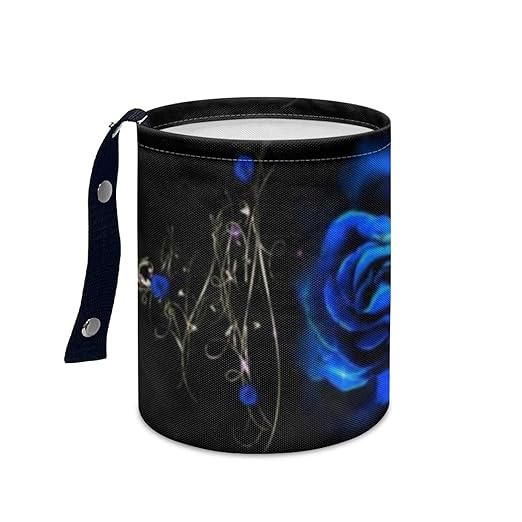 Blue Rose Flower Cute Car Trash Bag, Hanging Car Organizer and Storage Bag, Trash Bin for Car Accessories, Vehicle, Travelling, Camping