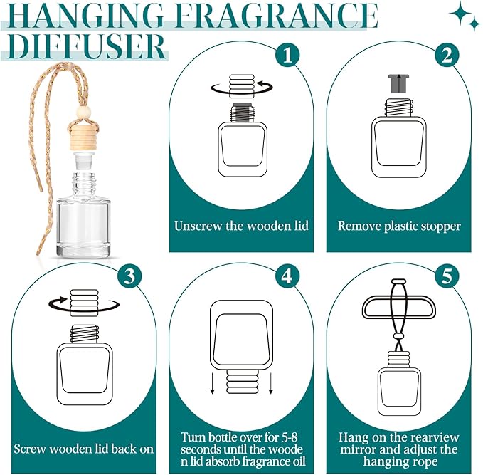 AROIC Premium Scent Car Air Freshener, 6 Pack Hotel Scent Collection Diffuser Set, Long Lasting Luxury Fragrance Essential Oil Aromatherapy, Hanging Air Freshener for Car Interior Accessories Unisex