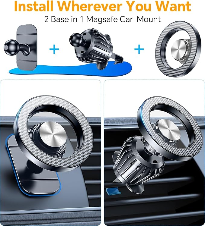 Kaistyle for Magsafe Car Mount【20 Strong Magnets】Magnetic Phone Holder for Car Phone Holder Mount Dash Mounted Holders Cell Phone Holders for Your Car Accessories for Women Men for iPhone 17 16 15 14