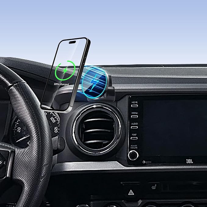 SKYLOTEC Phone Holder for Toyota Tacoma 2016 2017 2018 2019-2022 2023 Accessories Car Magnetic Phone Mount Compatible with MagSafe, Strong Magnets Fast Wireless Charger Cell Phone Base