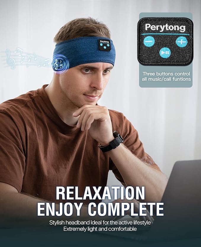 Perytong Sleep Headphones Wireless, Bluetooth Sports Headband Headphones with Ultra-Thin HD Stereo Speakers Perfect for Sleeping,Workout,Jogging,Yoga,Insomnia, Air Travel, Meditation (Deep Teal)