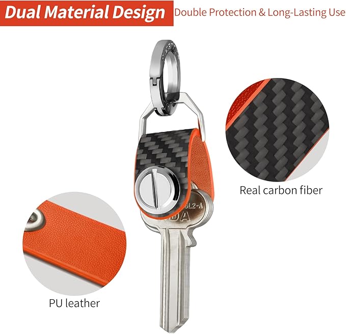 T-carbon Key Organizer, Compact Key Holder, Minimalist Silent Keychain for Men & Women,Expandable Key Case Holds Up to 8 Keys
