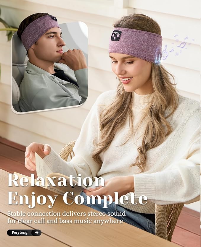 Perytong Sleep Headphones Wireless, Bluetooth Sports Headband Headphones with Ultra-Thin HD Stereo Speakers Perfect for Sleeping,Workout,Jogging,Yoga,Insomnia, Air Travel, Meditation (Purple)