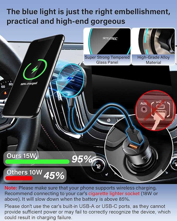 Phone Mount for Toyota RAV4 2019-2024 Premium XLE, Adventure, TRD Off-Road, Limited, Hybrid XSE Accessories Car Magnetic Phone Holder for MagSafe, Strong Magnets Fast Wireless Charger Cell Phone Base