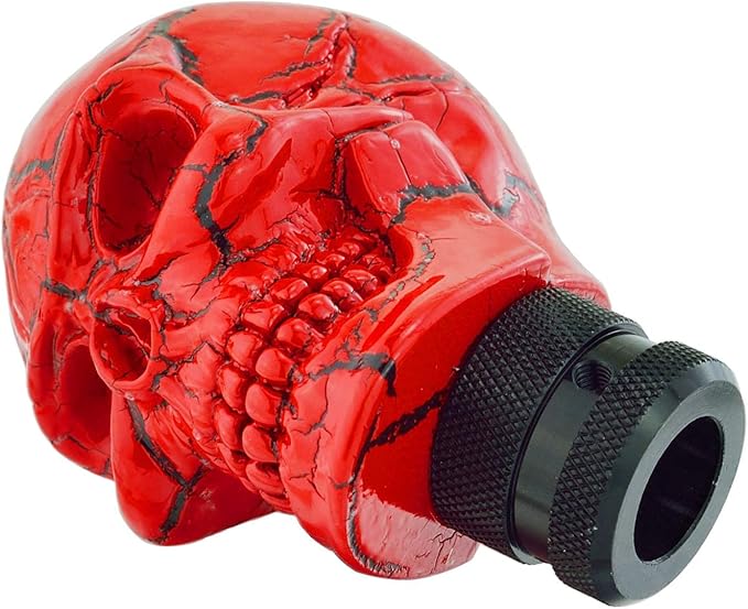 Lunsom Skull Gear Stick Shifter Knob, Resin Gear Shift Head Shifting Stick Handle Car Transmission Fit Automatic Manual Vehicle (Red)