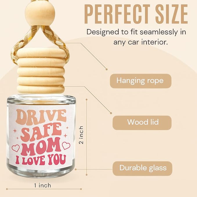 NewEleven Mom Birthday Gifts - Mom Car Essentials, Gifts For Moms, Mommy - Cute Gifts For Mother From Daughter, Son, Kids - Car Air Freshener Hanging 2 Pack, Vanilla Cream Oil Diffuser