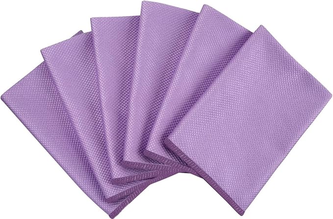 SINLAND Microfiber Glass Cleaning Cloth, 6PK, Lint Free Cleaning Cloths for Window, Car Windows, Mirrors, and Stainless Steel, Glass and Window Cleaner 16x16 Inch Purple