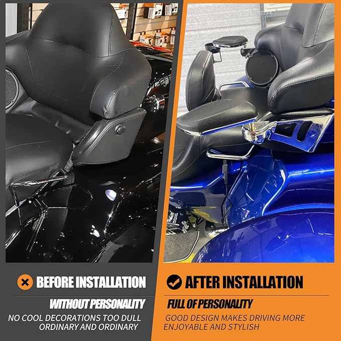 Passenger Armrests with Adjustable Cup Holder Fit for Harley Touring Electra Glide FLHT, Road Glide Ultra FLTR, Tri Glide FLHTCUTG 2014-2024 (Chrome)